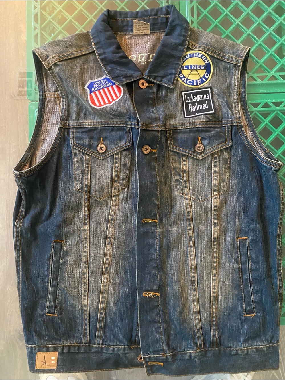 Men's Dark Blue Denim Vest by Wrangler - Sleeveless Jacket